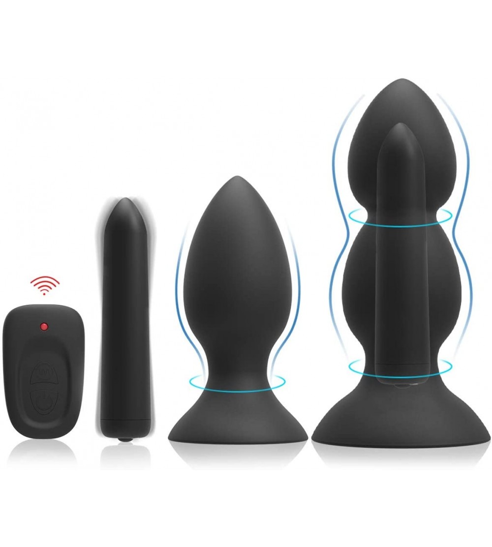 Anal Sex Toys Butt Plug Set with Bullet Vibrator- Pack of 2 Anal Plug Training Kit with Remote Controlled 16 Speeds- G-Spot V...