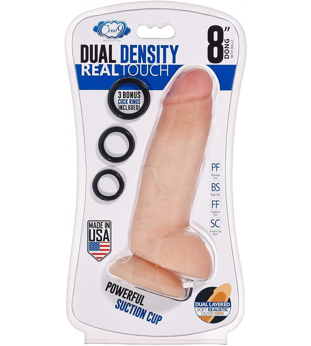 Dildos 8 Inch Monster Cock Dual Density Real Touch Dildo Dong Sextoy (Flesh) - Flesh - C518E03A9L5 $74.56