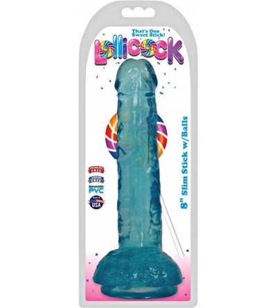 Dildos Lollicock Slim Stick Realistic Dong with Balls- Berry Ice- 8 Inch - Berry Ice - C912O7NAWA4 $35.00