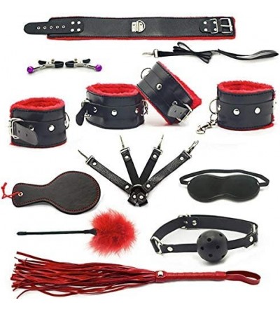 Restraints BDSM 10 PC Kit for Sex - Bondageromance Bondage Restraint Adult Sex Toy - Blindfold + Leather Wrist Handcuffs Set ...