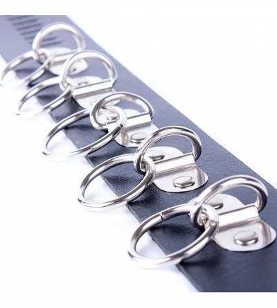 Restraints O Rings Restraint Neck Collar - Bondage Restraint Leather Lockable Collar with Metal Hanging O Rings Neck Belt BDS...