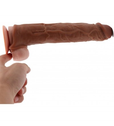 Pumps & Enlargers 12 in. Coffee Silicone penile Condom Lifelike Fantasy Sex Male Chastity Toys Lengthen Cock Sleeves Dick Reu...