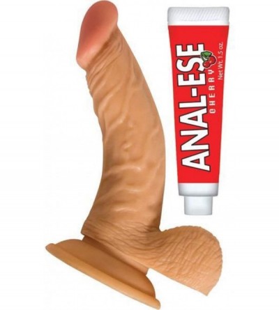 Dildos New All American Whoppers 6.5-Inch Curved Dong With Balls and Lube - Flesh + Includes a Free Aromatherapy Multi-Sensor...