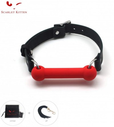 Gags & Muzzles Medium Bite Stick Leather and Silicone for Women Men- Red - C618GQIMG26 $26.41