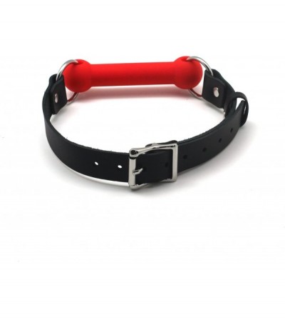Gags & Muzzles Medium Bite Stick Leather and Silicone for Women Men- Red - C618GQIMG26 $26.41