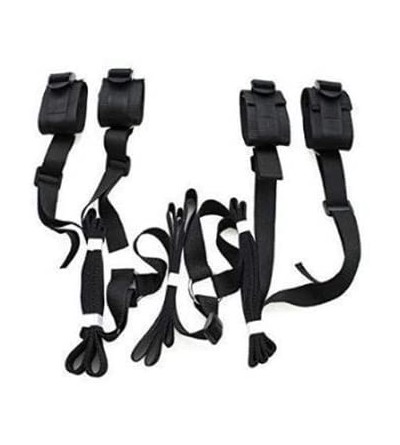 Restraints Couple Games Adjustable Handcuff Strap Set Kit with Durable Mattress Straps and Soft Ankle Wrist Cuffs (Black) (Bl...