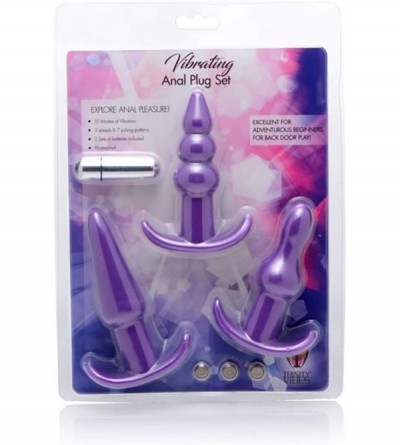 Anal Sex Toys 4 Piece Vibrating Anal Plug Set- Purple - C818LLLSSZT $12.40