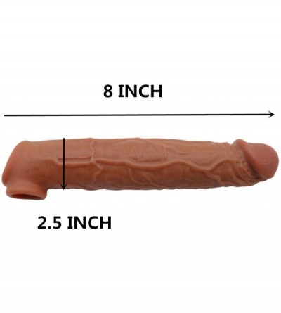 Pumps & Enlargers 2020 Extra Large 8 Inch Brown Silicone Pên?ís Sleeve for Men Large Extension Cóndom Thick and Big Extra Lar...