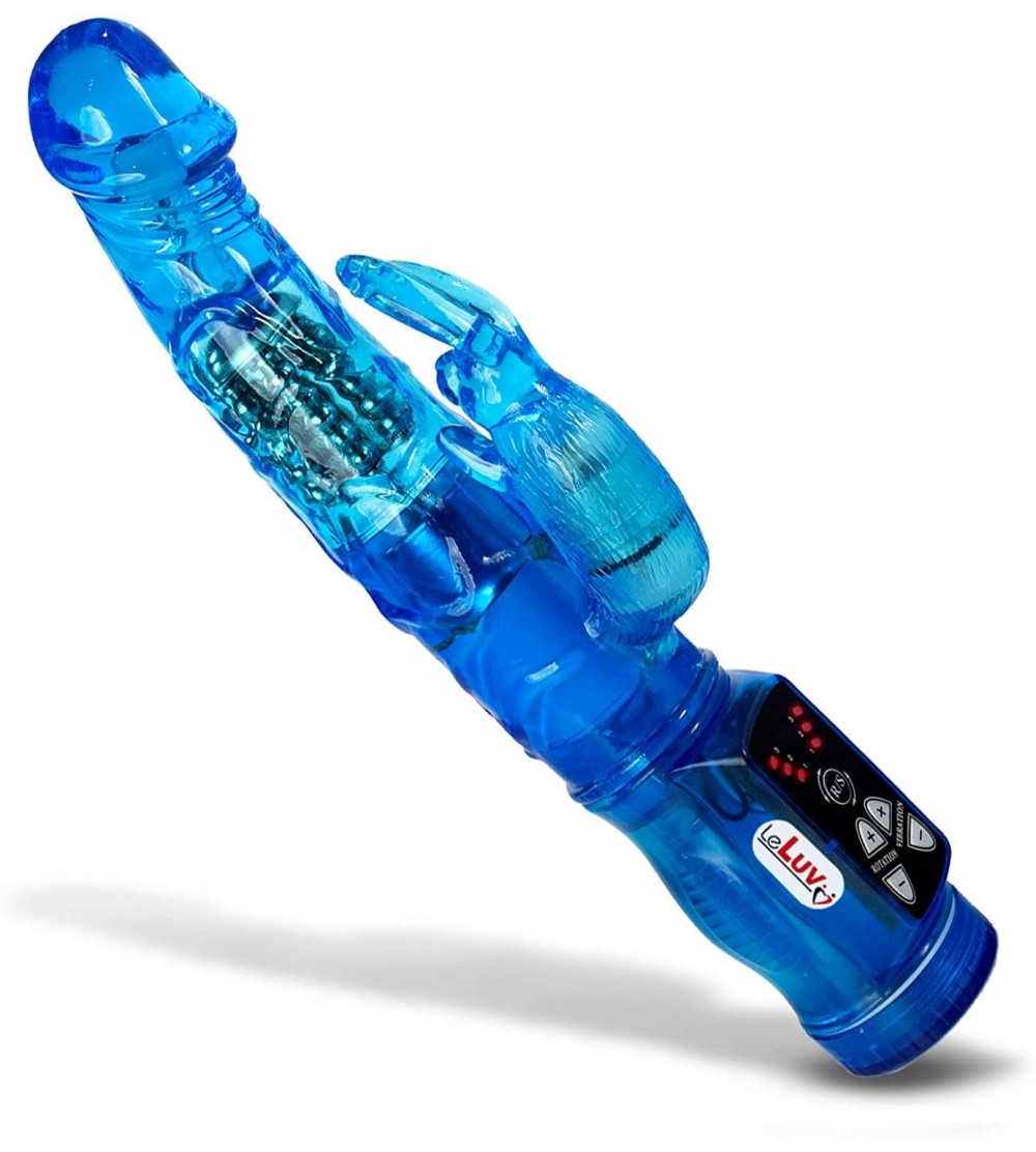 Vibrators Rabbit Vibrator Slim Bunny Showerproof Beaded Shaft Blue - Blue - CT11EXGTQRR $43.52