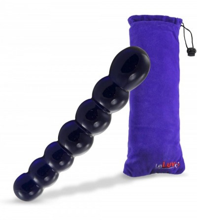 Anal Sex Toys Dildo Glass 6.5 inch Bent Bubble Wand Cobalt Blue Bundle with Premium Padded Pouch - Cobalt - CH11EXGTR3P $31.88
