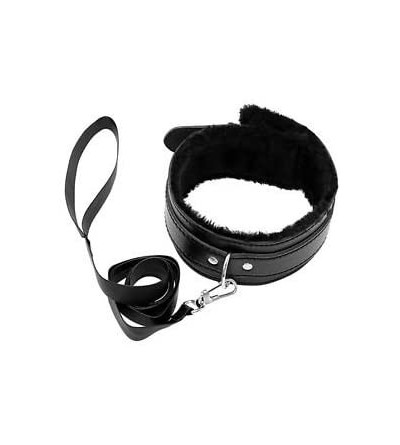 Restraints Durable Leather Tactical Handcuffs- Collar and Whip Fetish Bondage Restraints Set. - Black - CX189QQGEW6 $30.20