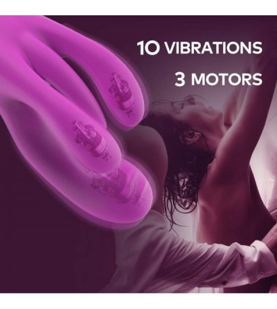 Vibrators G-spot Rabbit Vibrator- 3 Motors Clitoral and Vaginal Stimulator with 10 Powerful Vibration-Slicone Rechargeable Ad...