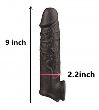 Pumps & Enlargers 9" Thick Black Color Extra Large Male Girth Enlarger Massage Extender Silicone Sleeve for Couple - C3190WND...