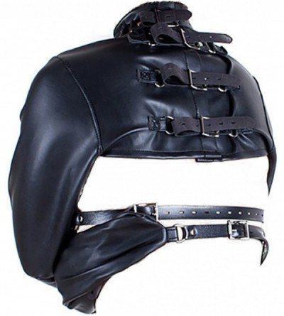 Restraints Black Leather Exposed Nipples Bra-Arm Restraints Sleeve-Adult Slave Training Dog Collars-For Couples BDSM Sexual L...