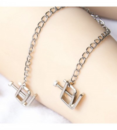 Nipple Toys Sexy Nipple Clamp Breast Clip BDSM Flirting Bondage Kit for Couples - With Chain - CW185D80CNQ $9.28