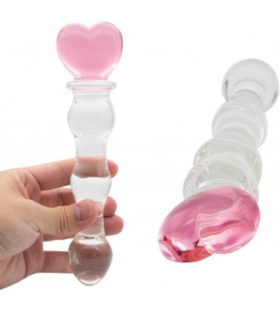 Anal Sex Toys Glass Anal Plug- Crystal Butt Plug Pleasure Wand Anal Beads Dildo Penis Masturbation with Pink Heart - CP1942GQ...