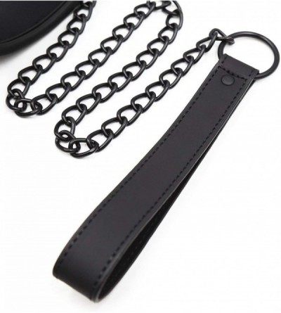 Restraints Black Leather Neck Cover Edge Sponge Pin Buckle with Dark Metal Traction Shackles BDSM Toys Cosplay TATcuican - C8...
