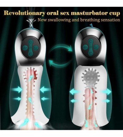 Male Masturbators Vibrating Male Masturbator Cup with 3 Swallow Suction & 10 Vibration- Electric Oral Sex Toys with Silicone ...