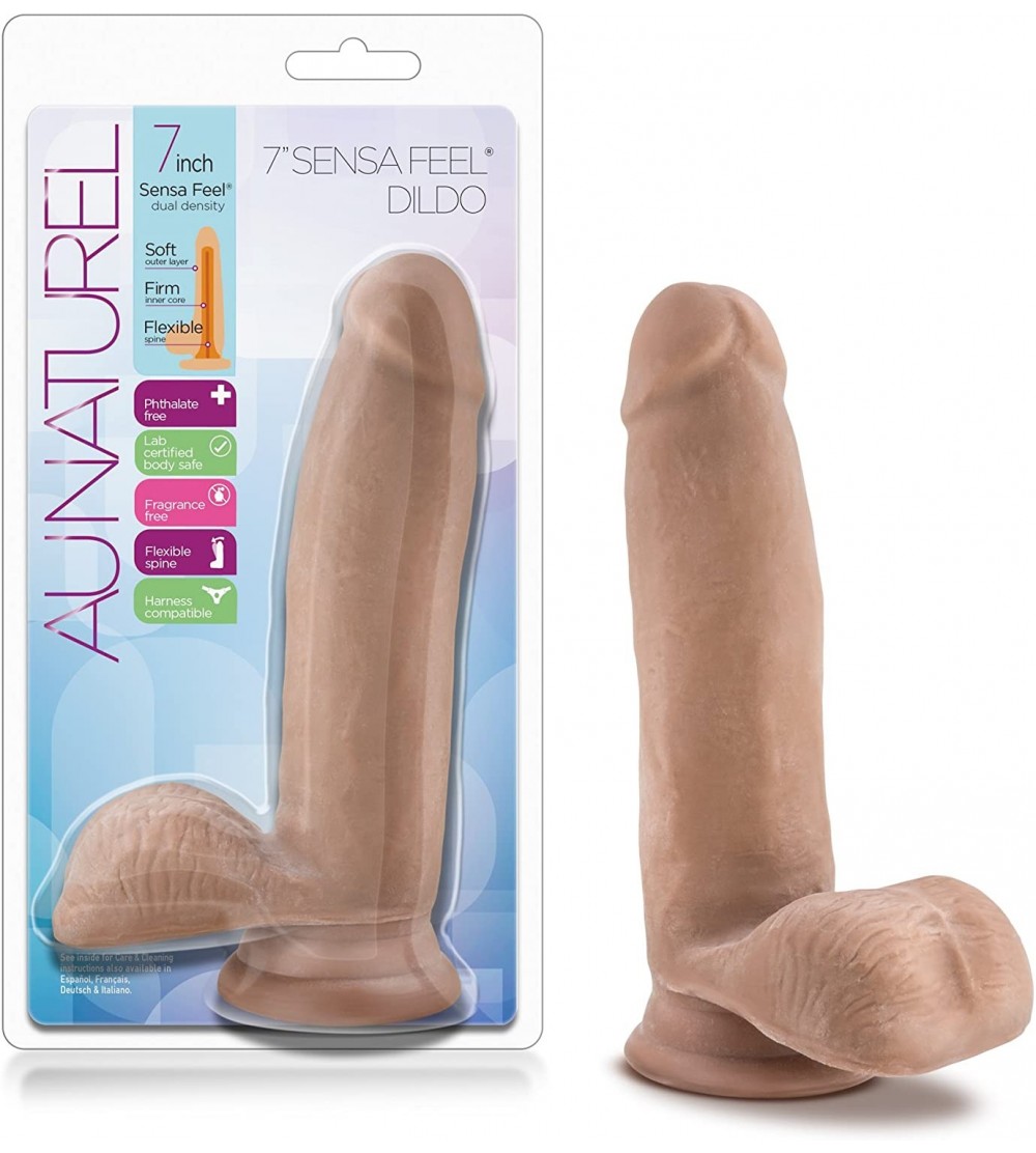 Vibrators 7" Realistic Sensa Feel Dual Density Dildo - Cock and Balls Dong - Suction Cup Harness Compatible - Sex Toy for Wom...