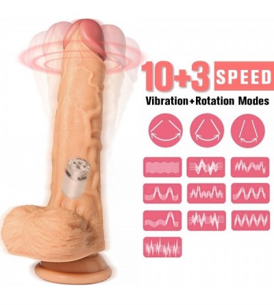 Dildos Realistic Vibrating Dildo G-spot Vibrator with 360°Rotation- Recharge Waterproof Penis with Suction Cup and Remote Con...