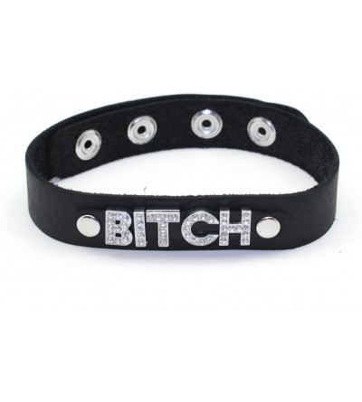 Restraints Sex Leather Collar with Diamond Decorating Word (Bitch) - Bitch - CE12N27KW4S $13.07