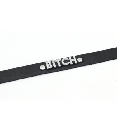 Restraints Sex Leather Collar with Diamond Decorating Word (Bitch) - Bitch - CE12N27KW4S $30.62