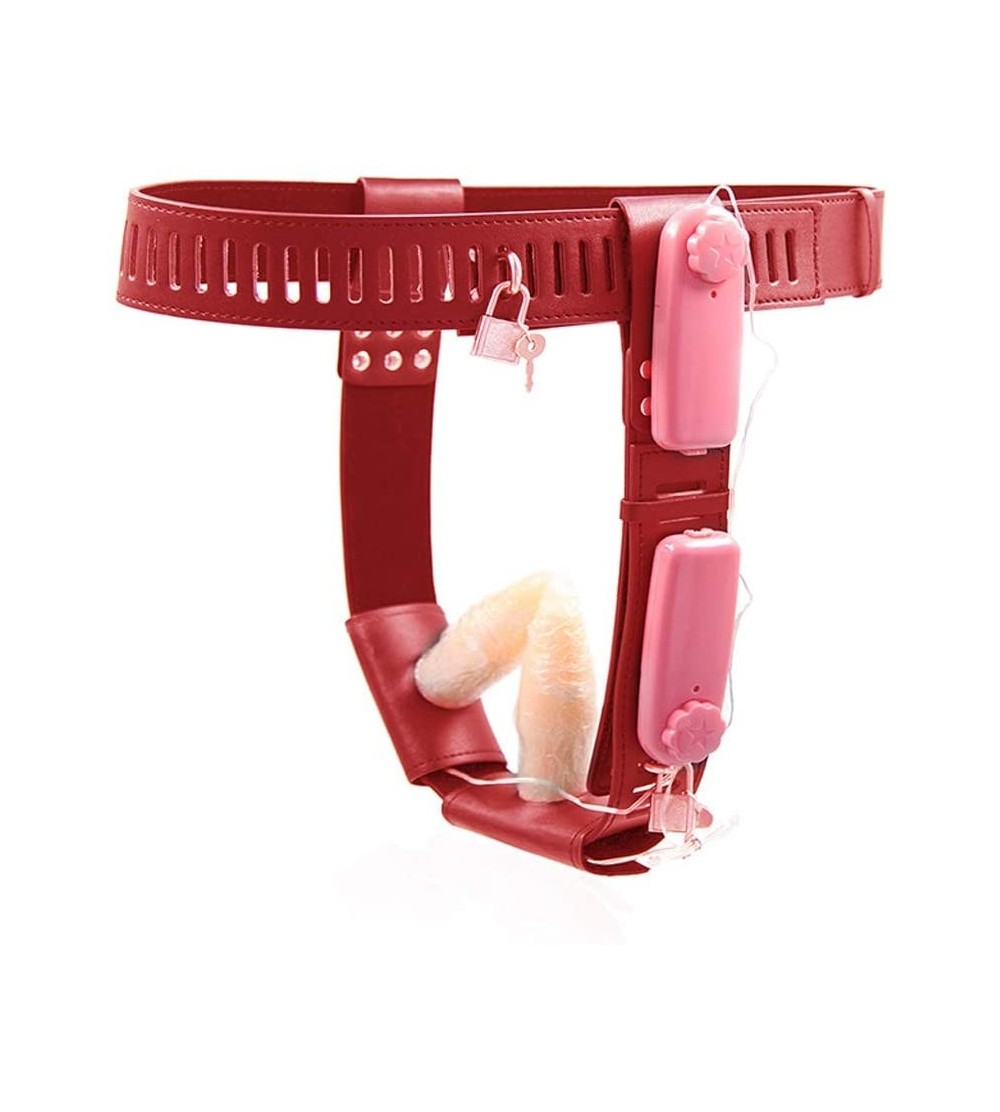 Chastity Devices Amal Plug for Beginners Female Leather Thong Panties Harness Chastity Belt Vibrańting Bûtt Plùg Ðịldǒs Six -...