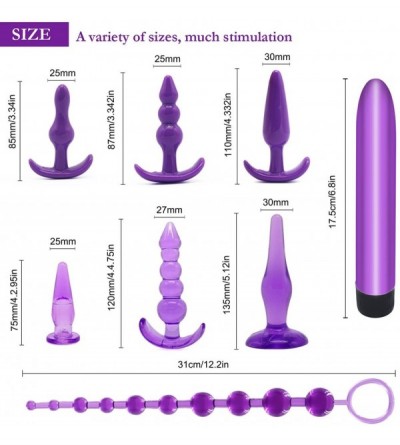Anal Sex Toys 8PCS Anal Butt Plugs Trainer Kit Beginner Set Medical Silicone Prostate Massager(Purple) - C218GWHTWAI $38.65