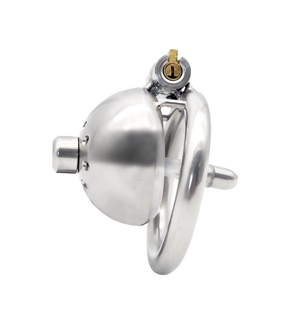 Chastity Devices Stainless Steel Male Chastity Device Super Small Short Cock Cage with Catheter Sex Toy (50mm Ring) - CA18DCO...