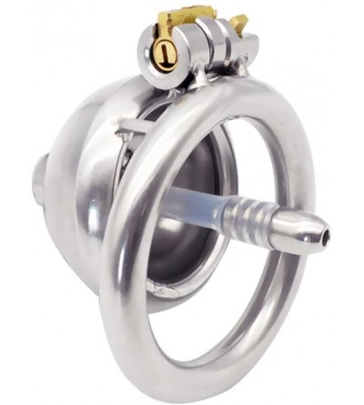 Chastity Devices Stainless Steel Male Chastity Device Super Small Short Cock Cage with Catheter Sex Toy (50mm Ring) - CA18DCO...