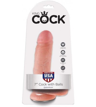 Dildos King Cock 7-Inch Cock with Balls - Flesh - CG188I2U2Q9 $26.82