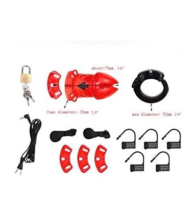 Chastity Devices Man Electro Shock Chastity Cage Penis Sleeve Adult Sex Toys Male Electric Cock Ring Device Black Cage + 2*Wi...
