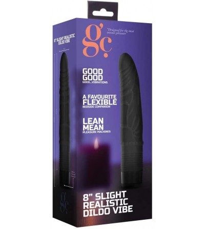 Vibrators 8 Inch Slight Realistic Flexible Dildo Vibe (Black) - CG18MI9TZ40 $13.23