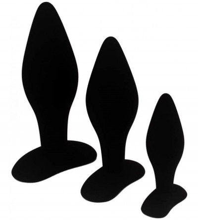 Anal Sex Toys Anal Sex Trainer 3PCS Kit Black Silicone Butt Plugs - CA18I2G8KS0 $34.08