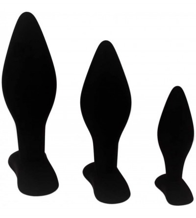 Anal Sex Toys Anal Sex Trainer 3PCS Kit Black Silicone Butt Plugs - CA18I2G8KS0 $14.61