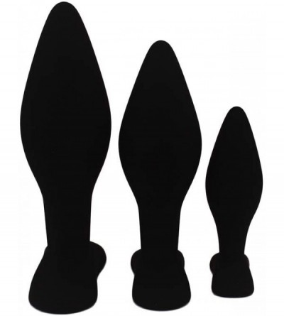 Anal Sex Toys Anal Sex Trainer 3PCS Kit Black Silicone Butt Plugs - CA18I2G8KS0 $14.61