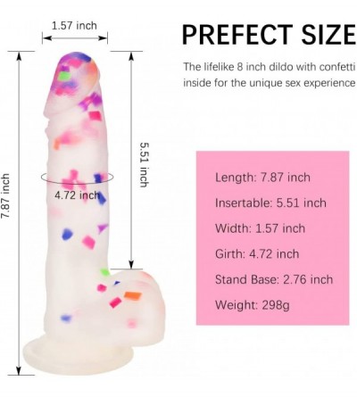 Dildos 8" Realistic Dildo with Powerful Suction Cup - Confetti Silicone Crystal Clear G-Spot Vaginal Lifelike Dildo- Waterpro...