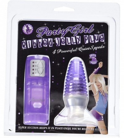 Dildos Party Girl Pink 4 Speed Ribbed Jelly Anal Plug with Super Suction Cup Base - CW112N22ODL $18.08