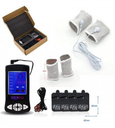 Penis Rings Luxury Electric Stimulation Set with Cock Ring and 4 Patch/Pad- Electric Shock/Estim Stimulation Device Torture S...