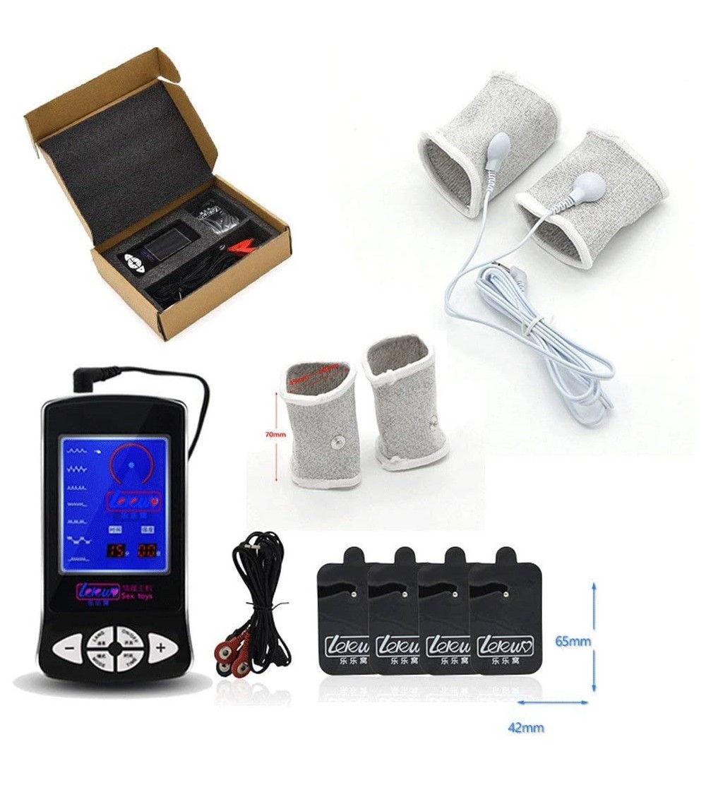 Penis Rings Luxury Electric Stimulation Set with Cock Ring and 4 Patch/Pad- Electric Shock/Estim Stimulation Device Torture S...
