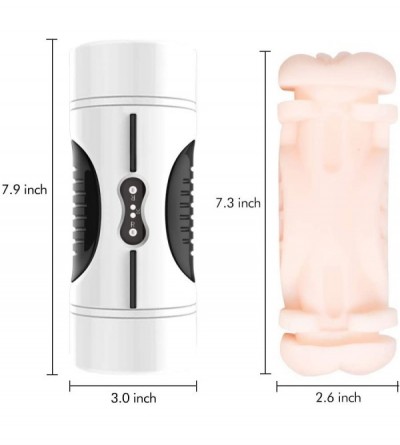 Male Masturbators Vibrating Male Masturbator Cup-2 in 1 Pocket Pussy Sex Toy with 3D Realistic Mouth Textured Vagina and Tigh...