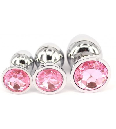 Anal Sex Toys 3 Pcs Jewelry Anal Plug Steel Metal Butt Plated Plug with Penis Condom (Pink) - Pink - C711T3CWY9X $13.76