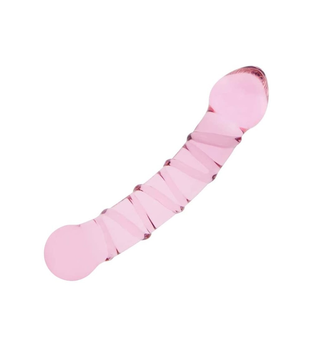 Dildos Glass Pleasure Wand- Crystal Double-Ended Dildo Penis with Raised Swirl Texture Mushroom Tip- Anal Butt Plug for G-spo...