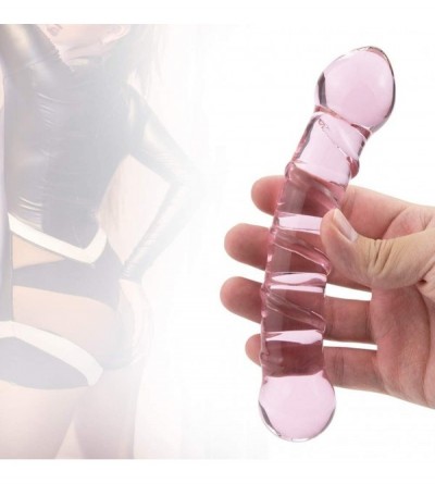 Dildos Glass Pleasure Wand- Crystal Double-Ended Dildo Penis with Raised Swirl Texture Mushroom Tip- Anal Butt Plug for G-spo...