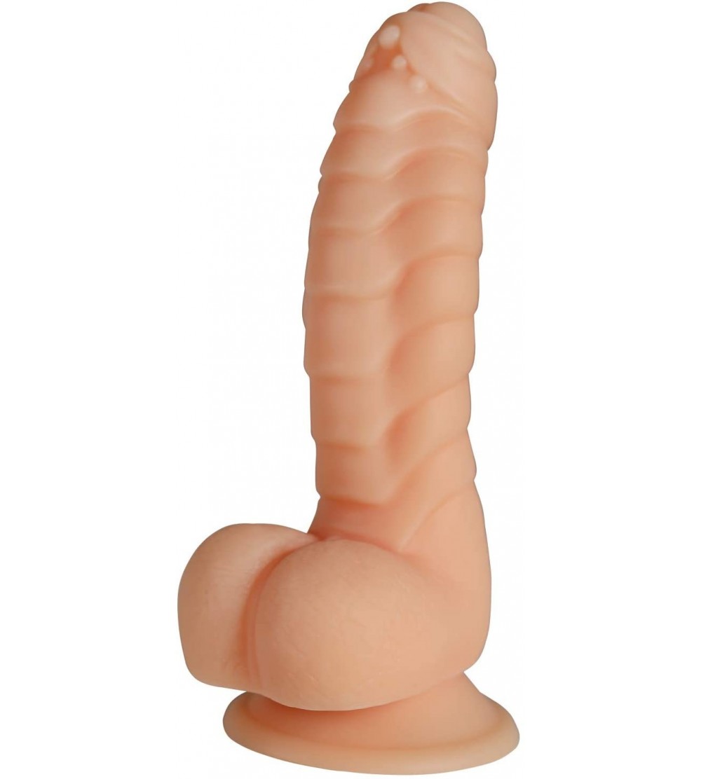 Dildos Realistic Silicone Dildo- Body Safe Soft Penis Adult Sex Toys- Strong Suction Cup (Beige) - Beige - C018NDARK4E $11.48