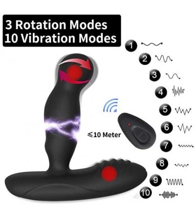 Vibrators 3-in-1 Male Prostate Massager Vibrating Anal Plug Electric Shock Vibrator with Rotation Modes & 10 Vibration Patter...