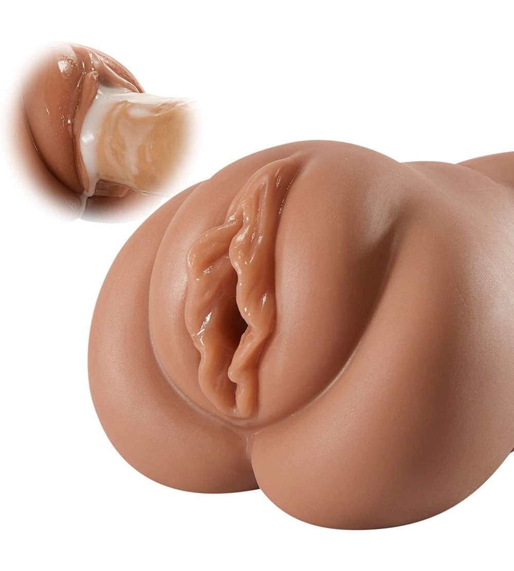 Male Masturbators Male Masturbator Pocket Pussy with Dark-Brown Skin- Realistic Pussy Stroker with Lifelike Clitoris and Uter...
