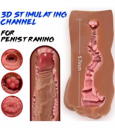 Male Masturbators Male Masturbator Pocket Pussy with Dark-Brown Skin- Realistic Pussy Stroker with Lifelike Clitoris and Uter...
