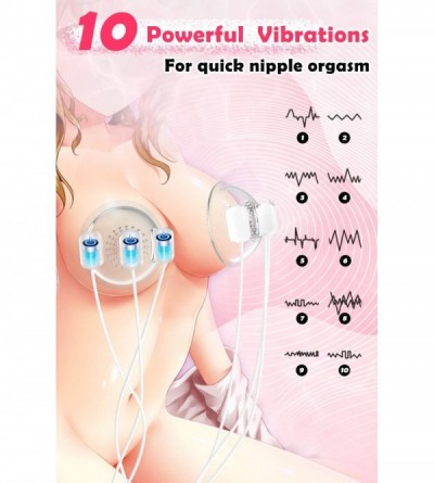 Nipple Toys Nipple Suckers with Tongue- Strong Suction Nipple Stimulators with 6 Bullet Vibrators & 10 Vibration Modes- Recha...