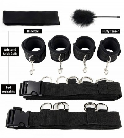 Restraints Sex Bondage for Couples with 2 Bed Straps 4 Wrists Ankle Cuffs- BDSM Toy Bedroom Restraints for Sex with Blindfold...